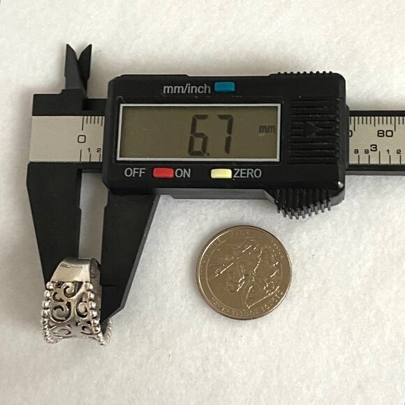 Sterling Silver 925 Curved Pierced Scrollwork 0.5" Wide Band Ring Size 6.5 - Picture 15 of 16